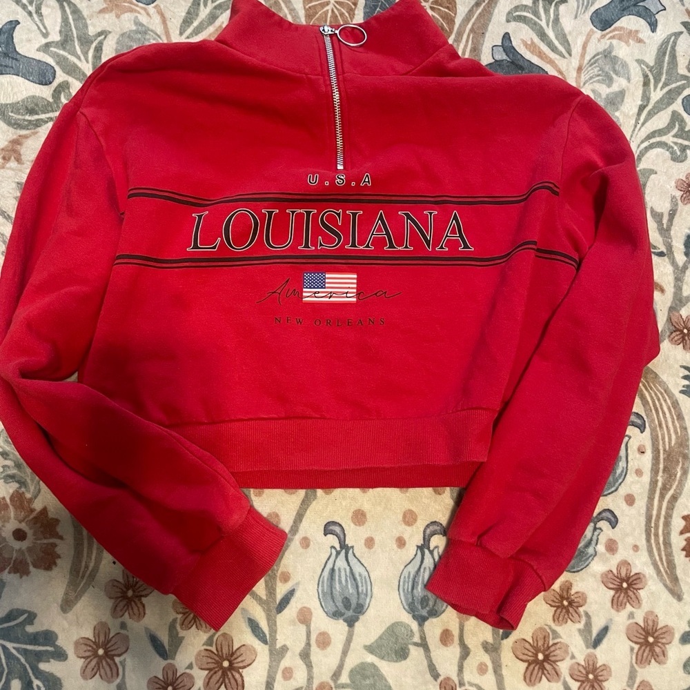 H&M Red Zip-Up Sweatshirt